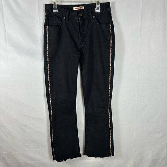Johnny Was Denim - Johnny Was The Cropped Baby Boot Mid Ride Slim Fit Black Frayed Hem Jeans 25